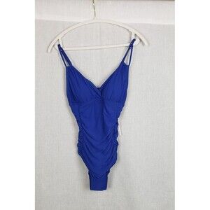 Calvin Klein Ruched One-Piece Swimsuit Royal Blue 8 Beach Resort Vacation Sexy